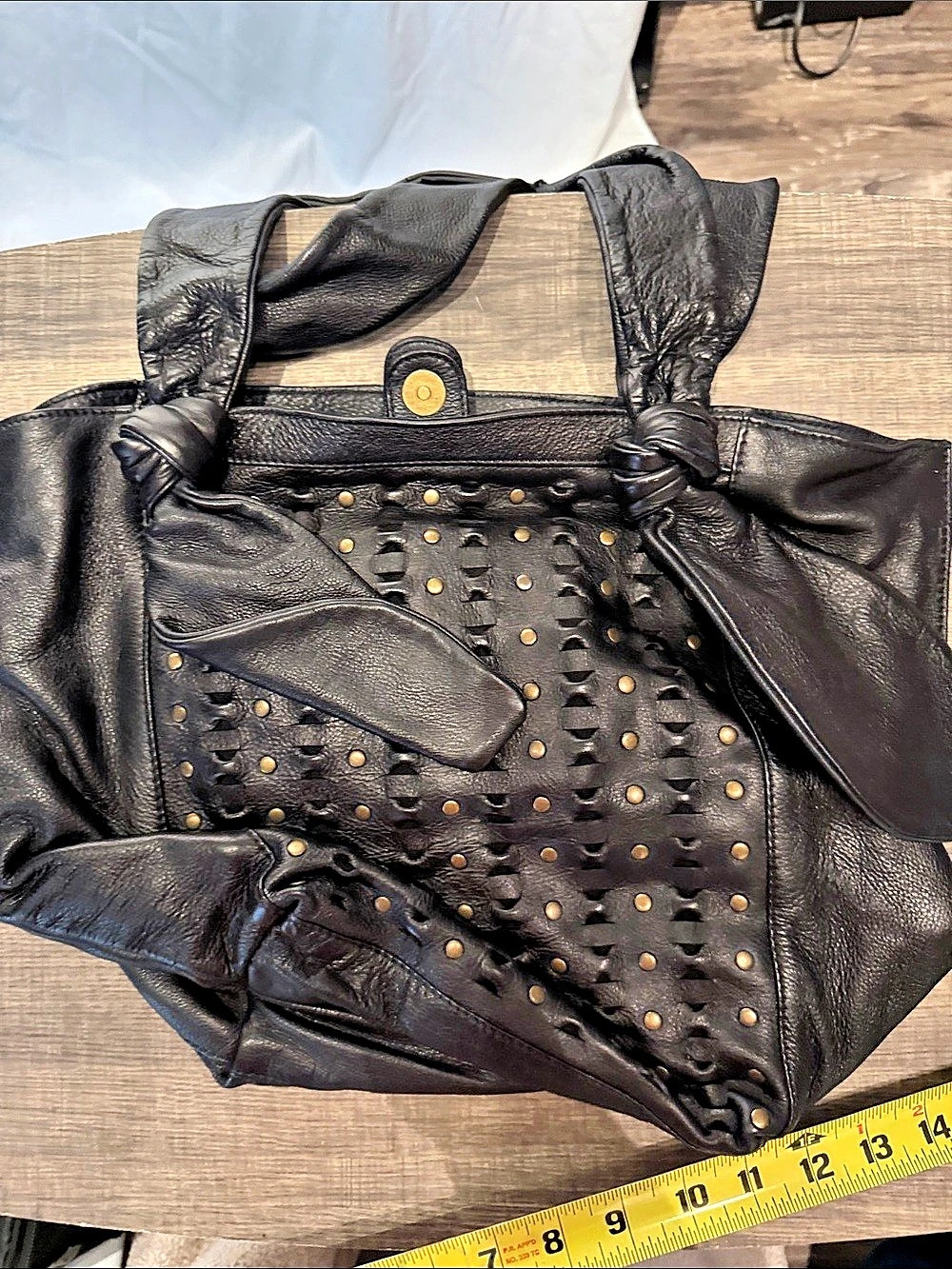FRYE Jade Tote Black Leather Studded Tote NWT